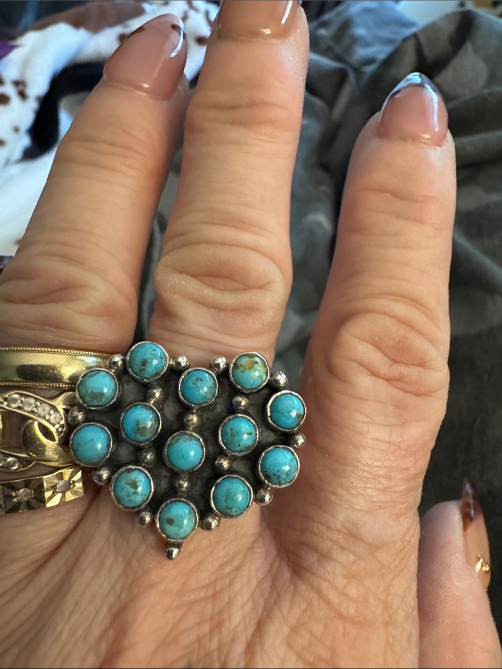 Mojave Turquoise Cluster Heart Ring - Blue Sterling 925